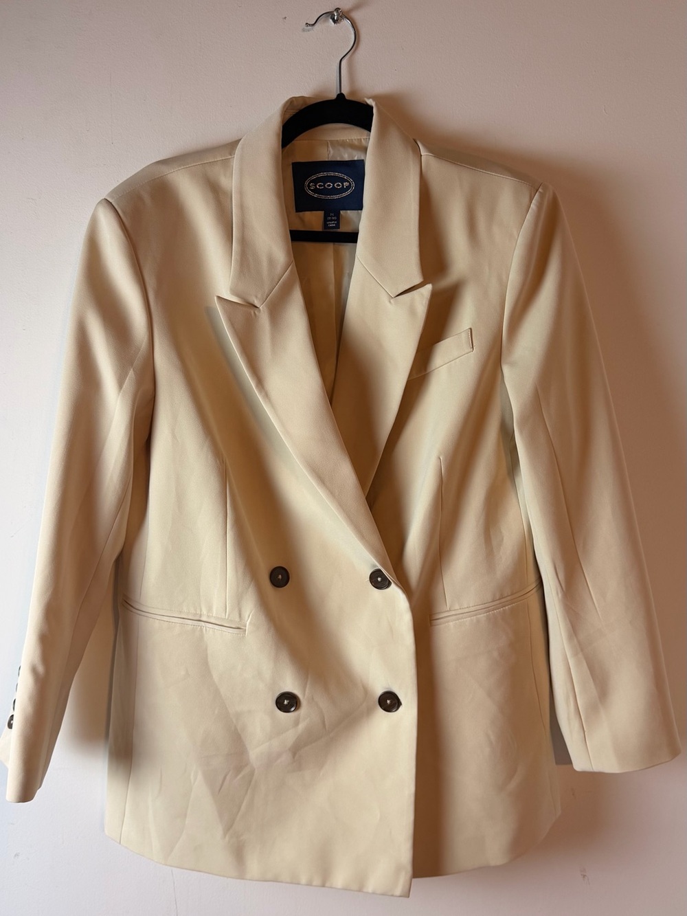 Cream Double-Breasted Women's Blazer - Size M